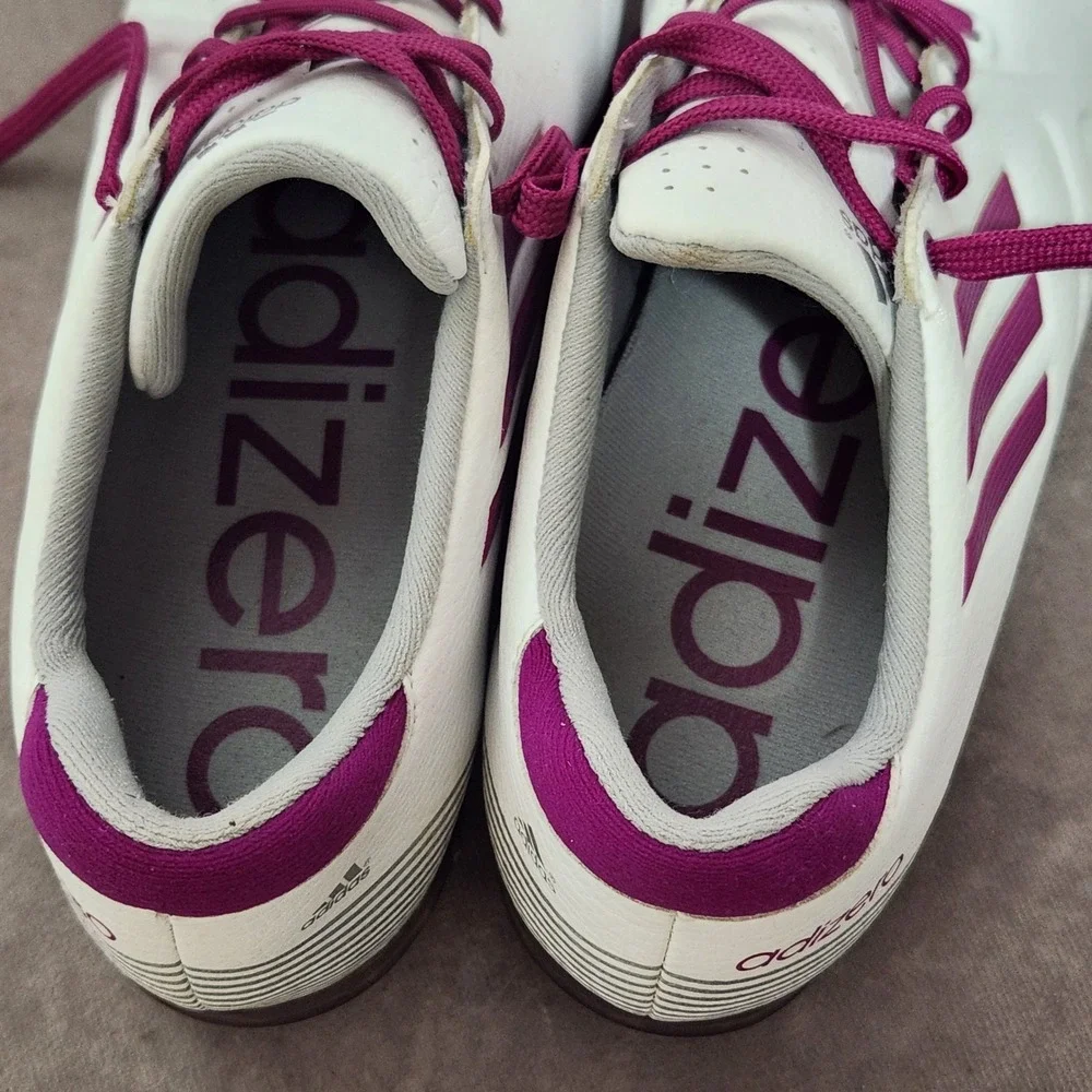 Adidas Adizero Sprintweb Golf‎ Shoes White Purple fuschia Athletic Spikes sz 6.5
